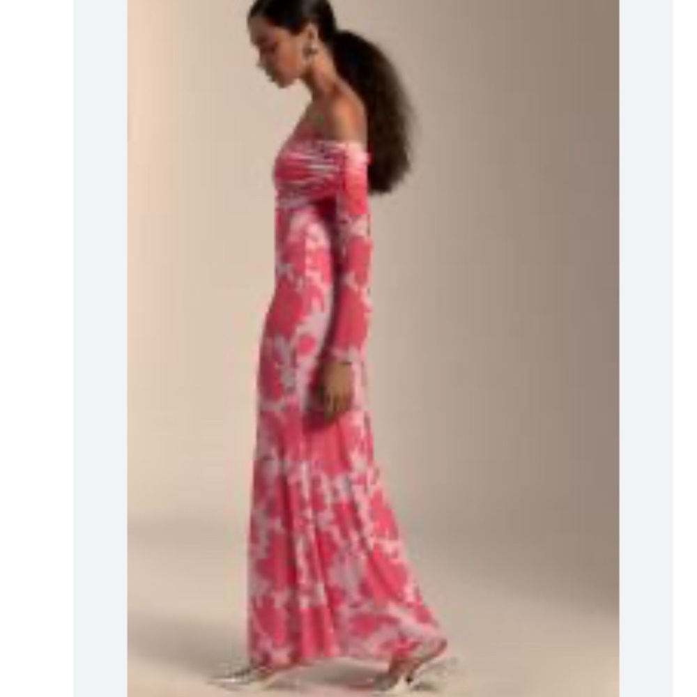 NWT Anthropologie AFRM Long-Sleeve Off-The-Shoulder Mesh Maxi Dress - Picture 6 of 14